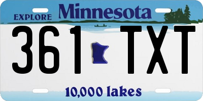 MN license plate 361TXT