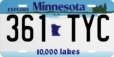 MN license plate 361TYC