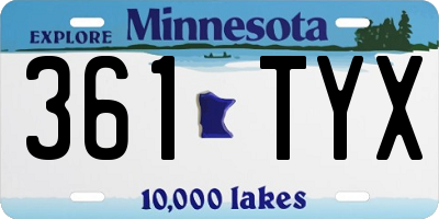 MN license plate 361TYX