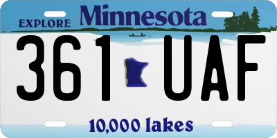 MN license plate 361UAF