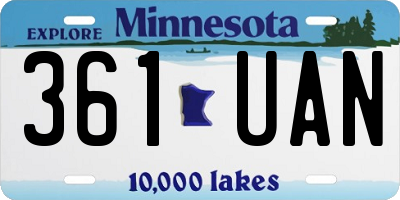 MN license plate 361UAN