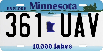 MN license plate 361UAV