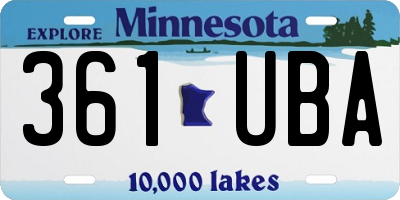 MN license plate 361UBA