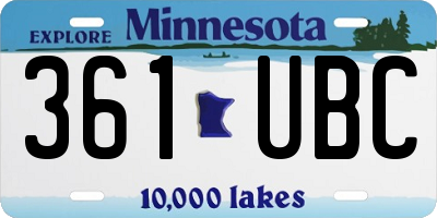 MN license plate 361UBC