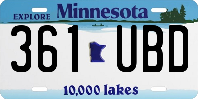 MN license plate 361UBD