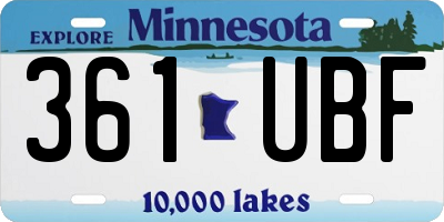 MN license plate 361UBF