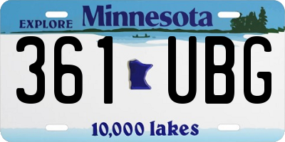 MN license plate 361UBG