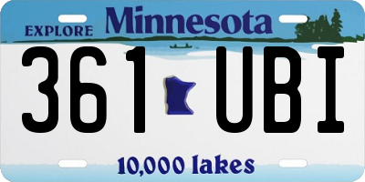 MN license plate 361UBI