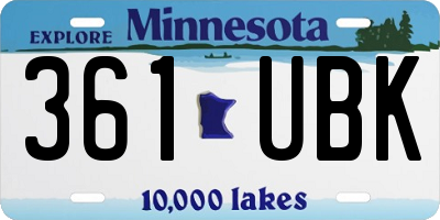 MN license plate 361UBK
