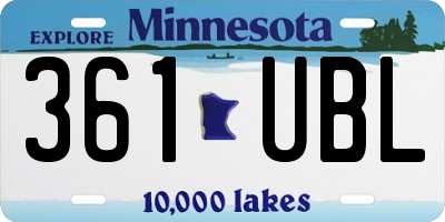 MN license plate 361UBL