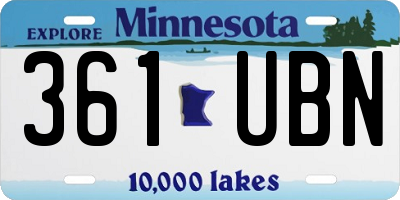 MN license plate 361UBN