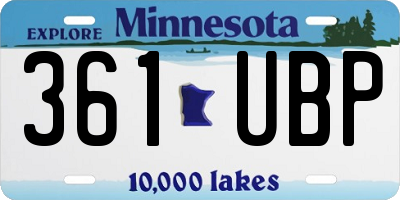 MN license plate 361UBP