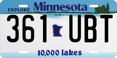 MN license plate 361UBT
