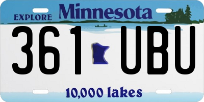 MN license plate 361UBU