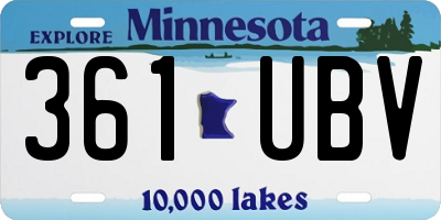 MN license plate 361UBV
