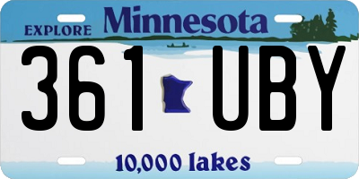 MN license plate 361UBY