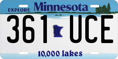 MN license plate 361UCE