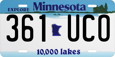 MN license plate 361UCO