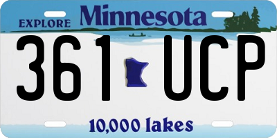 MN license plate 361UCP