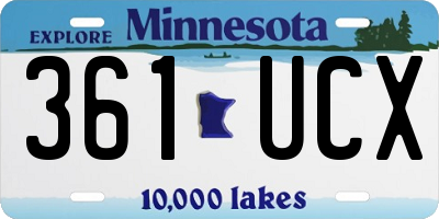 MN license plate 361UCX