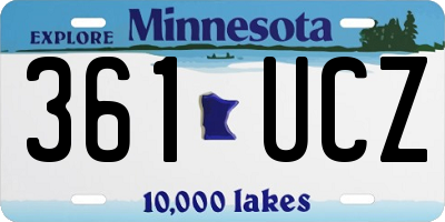 MN license plate 361UCZ