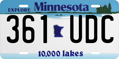 MN license plate 361UDC