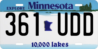 MN license plate 361UDD