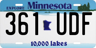 MN license plate 361UDF