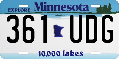 MN license plate 361UDG