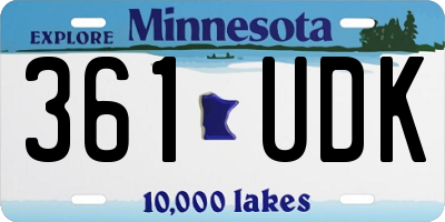 MN license plate 361UDK