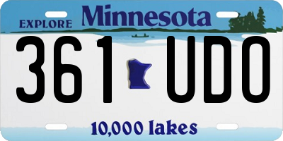 MN license plate 361UDO
