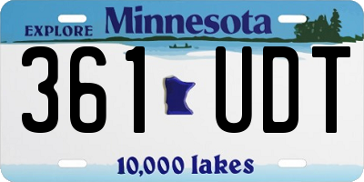 MN license plate 361UDT