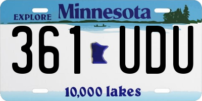 MN license plate 361UDU