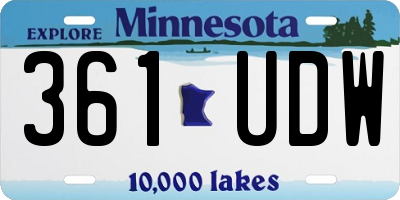 MN license plate 361UDW