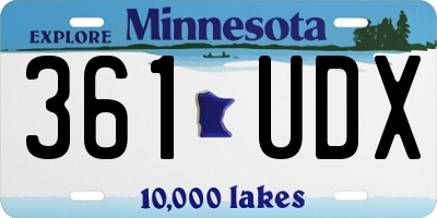 MN license plate 361UDX