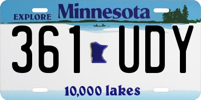 MN license plate 361UDY