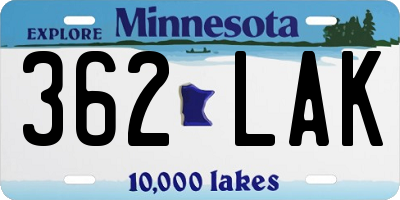 MN license plate 362LAK