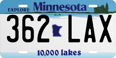 MN license plate 362LAX