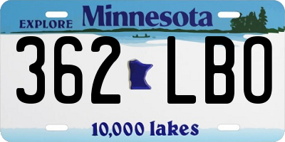 MN license plate 362LBO