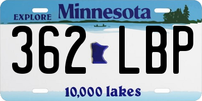 MN license plate 362LBP