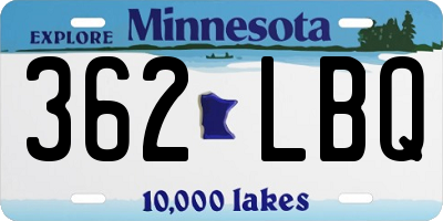 MN license plate 362LBQ