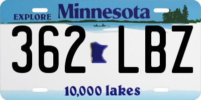 MN license plate 362LBZ