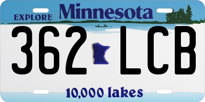 MN license plate 362LCB