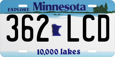 MN license plate 362LCD