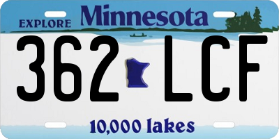 MN license plate 362LCF