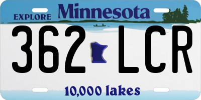 MN license plate 362LCR