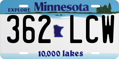 MN license plate 362LCW