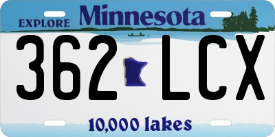 MN license plate 362LCX