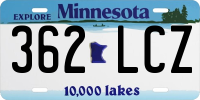 MN license plate 362LCZ