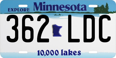 MN license plate 362LDC